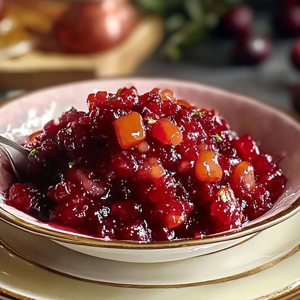 Recipe preparation for Elevate Your Feast: Thanksgiving Cranberry Chutney Relish