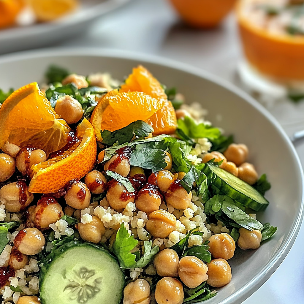 Recipe preparation for Zesty Tangerine Spiced Chickpea Salad Recipe Delight