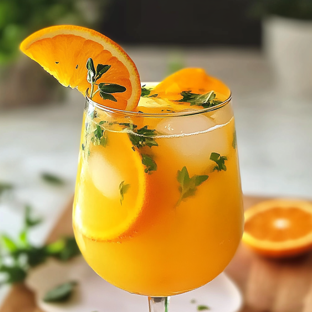 Recipe preparation for Refreshing Tangerine Lemonade with Fresh Herbs Recipe