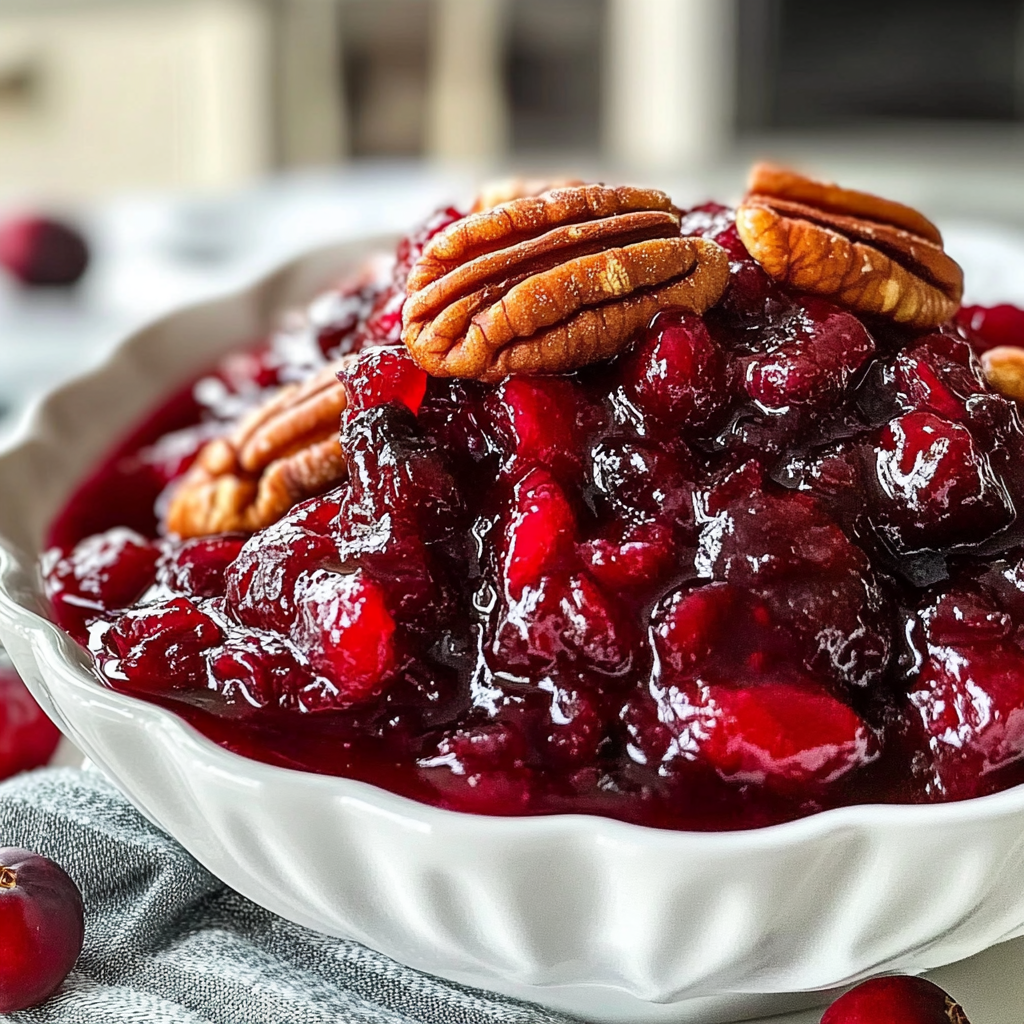 Recipe preparation for Irresistible Cranberry Relish with Toasted Pecans Recipe