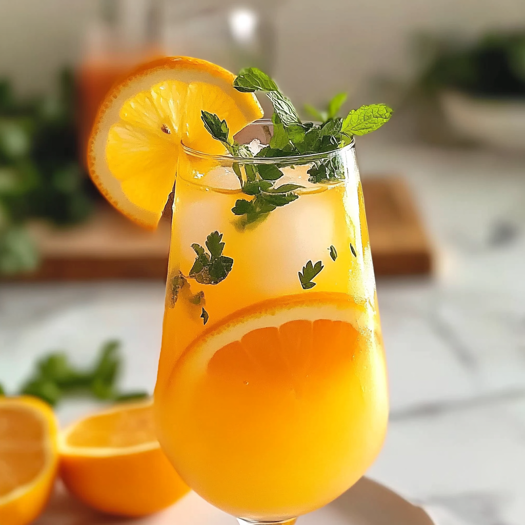 Recipe preparation for Refreshing Tangerine Lemonade with Fresh Herbs Recipe