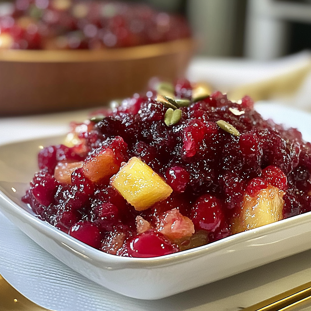 Recipe preparation for Festive Cranberry and Pineapple Relish Recipe Delight