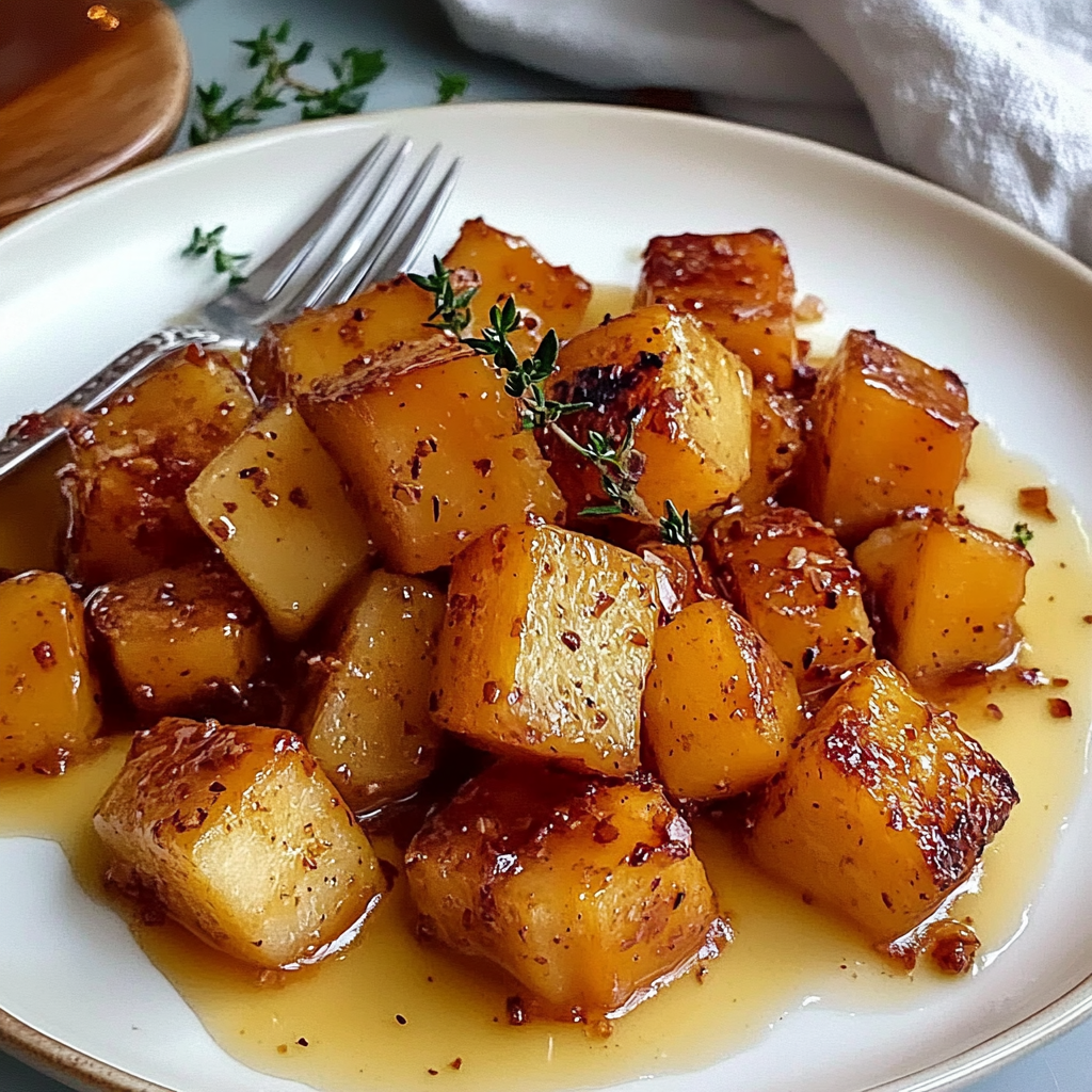 Recipe preparation for Delicious Roasted Rutabaga with Maple Brown Butter Recipe