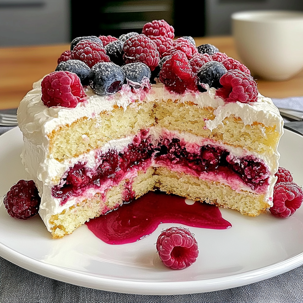 Recipe preparation for Heavenly White Chocolate Raspberry Cake Recipe to Delight