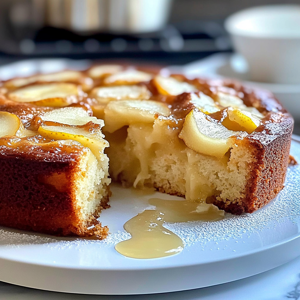 Recipe preparation for Irresistible Super Moist Pear Cake Recipe for Sweet Indulgence