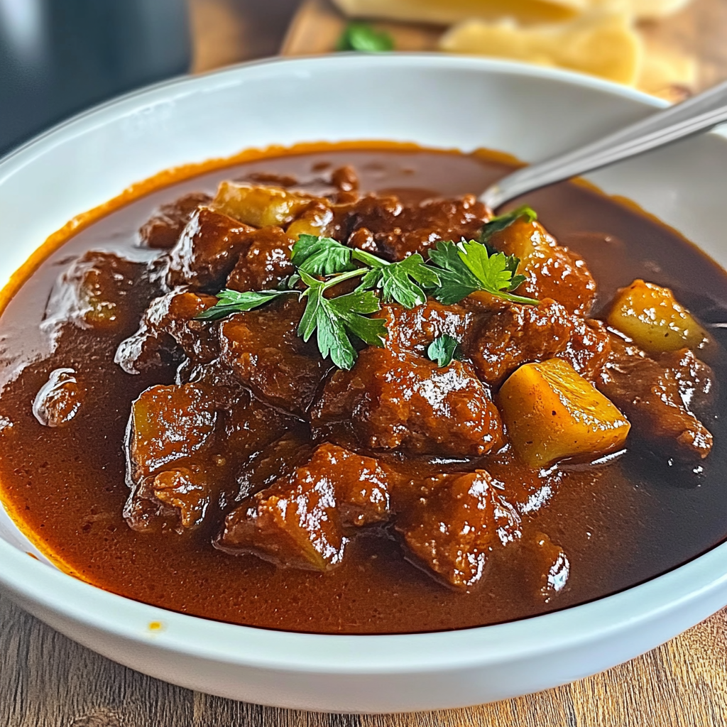 Recipe preparation for Delicious Authentic German Goulash (Rindergulasch) Recipe