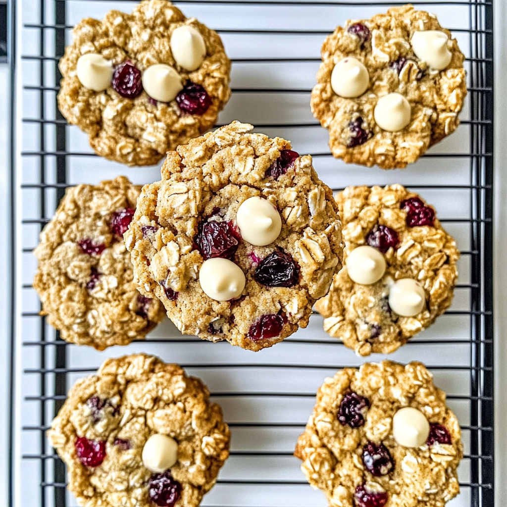 Recipe preparation for Irresistible White Chocolate Cranberry Oatmeal Cookies