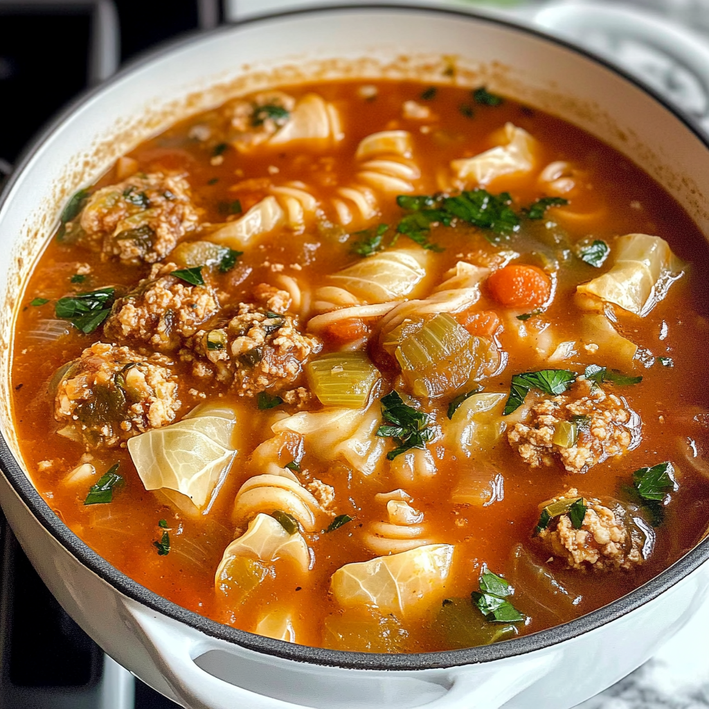 Recipe preparation for Comforting Cabbage Roll Soup Recipe for Cozy Nights