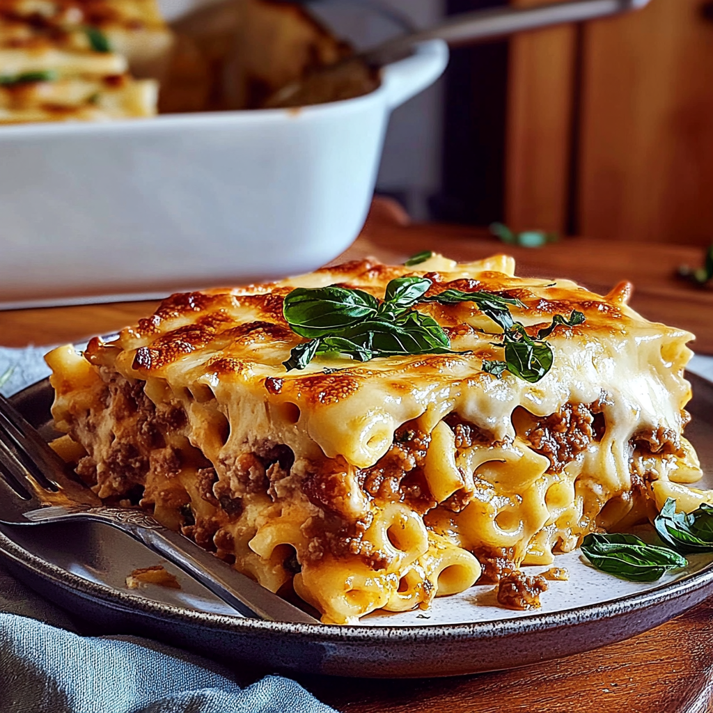 Recipe preparation for Ultimate Lasagne Mac & Cheese Recipe for Cozy Nights