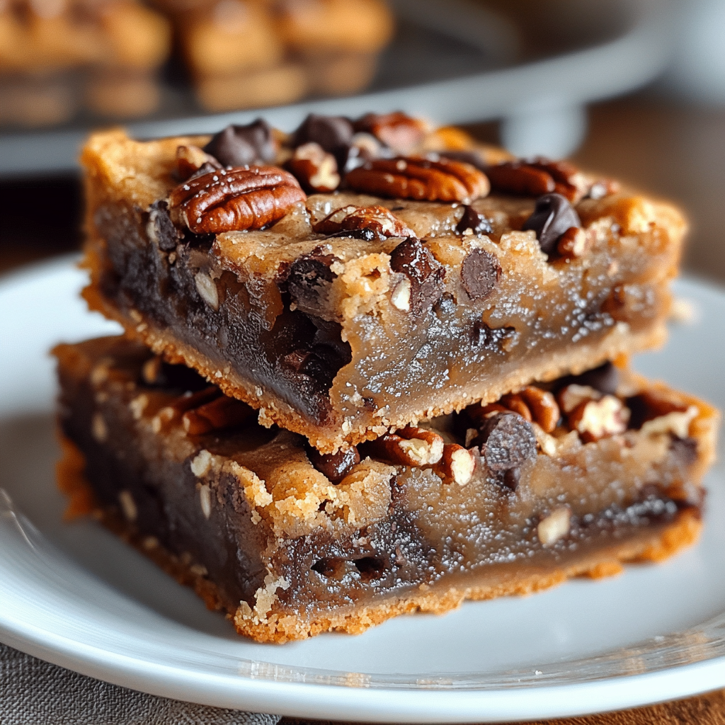 Recipe preparation for Chocolate Chip Pecan Pie Bars Recipe - Meatydelights