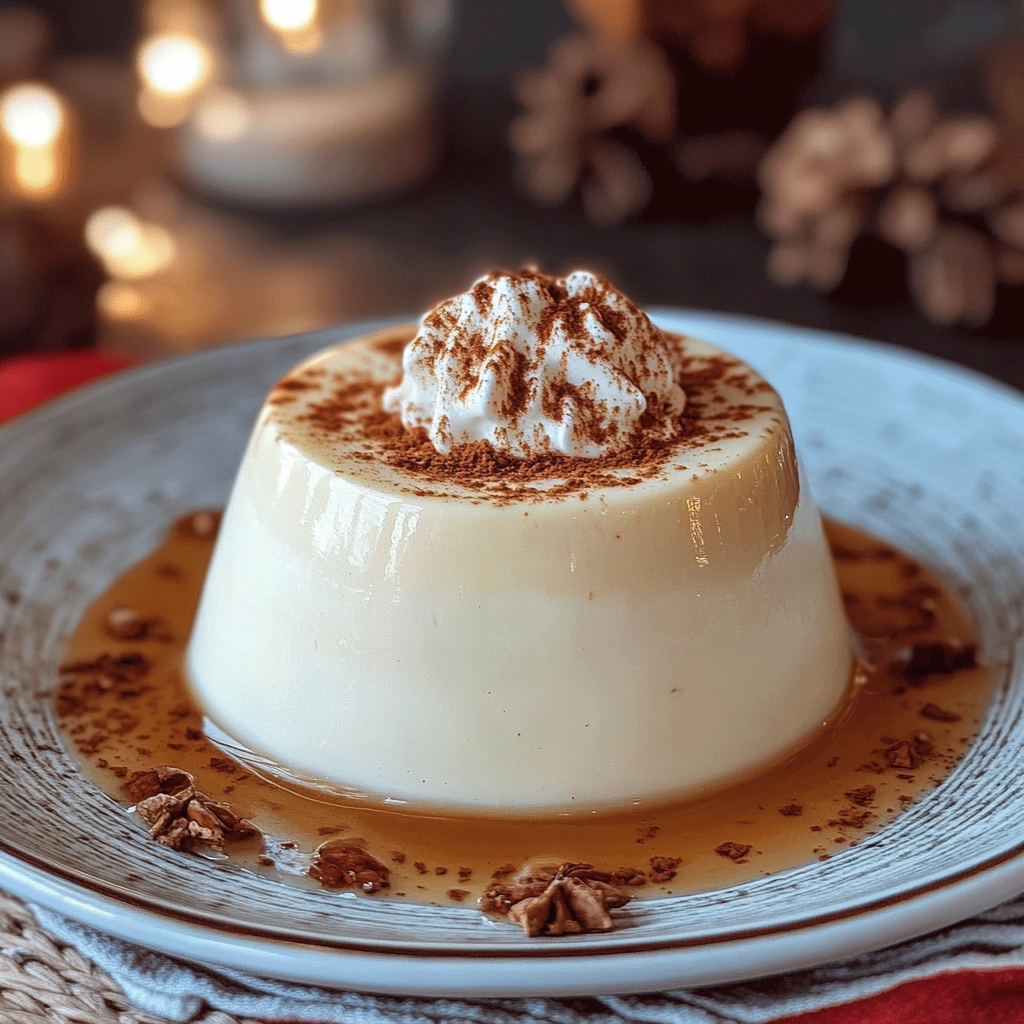 Recipe preparation for Eggnog Panna Cotta with Nutmeg Whipped Cream Recipe - Meatydelights