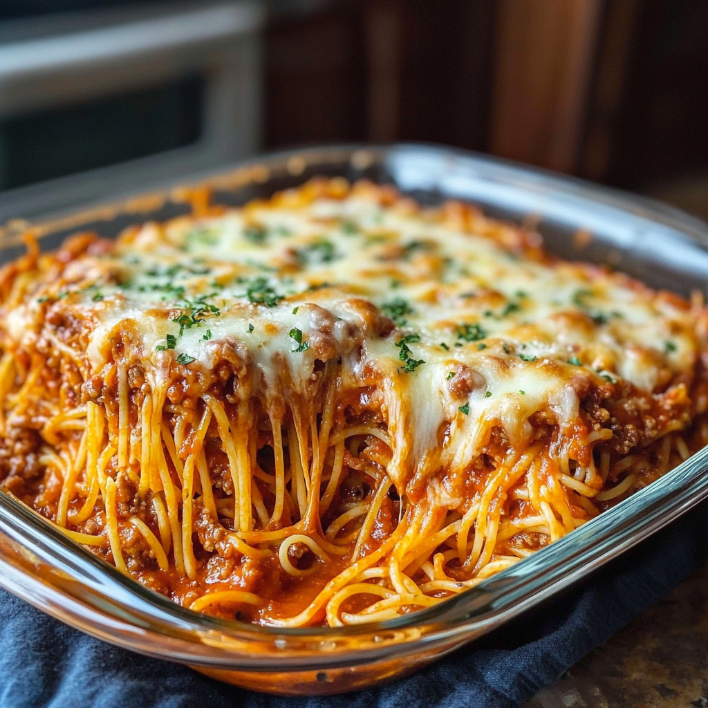 Recipe preparation for Million Dollar Spaghetti Casserole