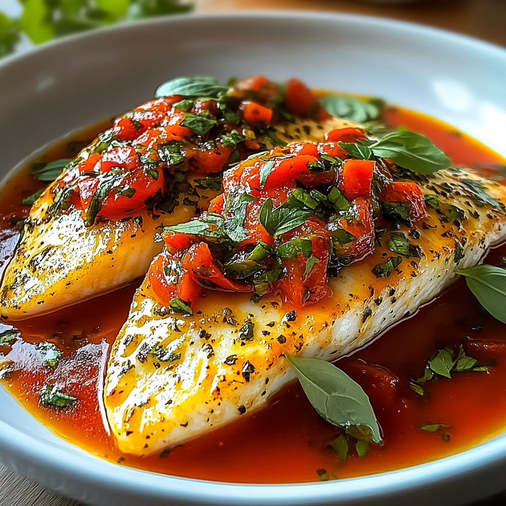Recipe preparation for Delightful Quick Tilapia in Roasted Pepper Sauce Recipe