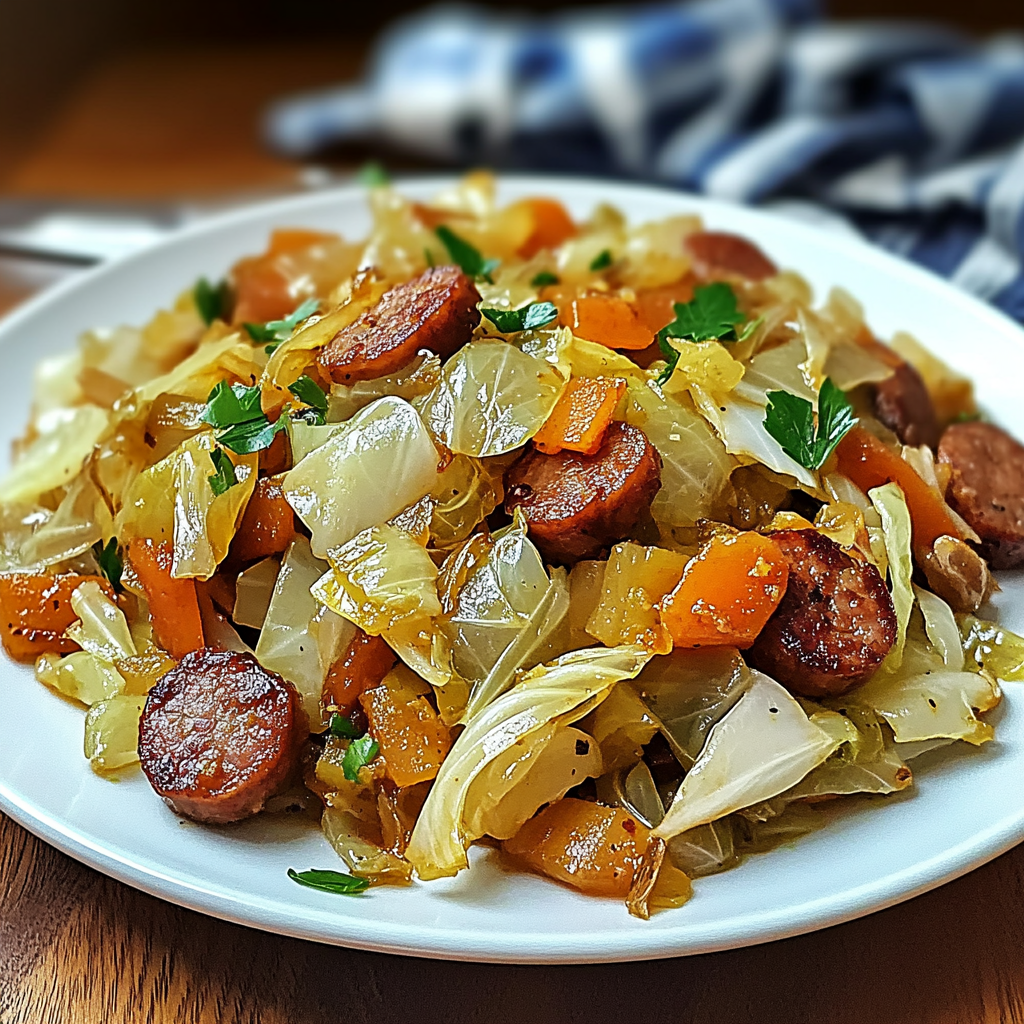 Recipe preparation for Quick and Delicious Sausage and Cabbage Stir Fry Recipe