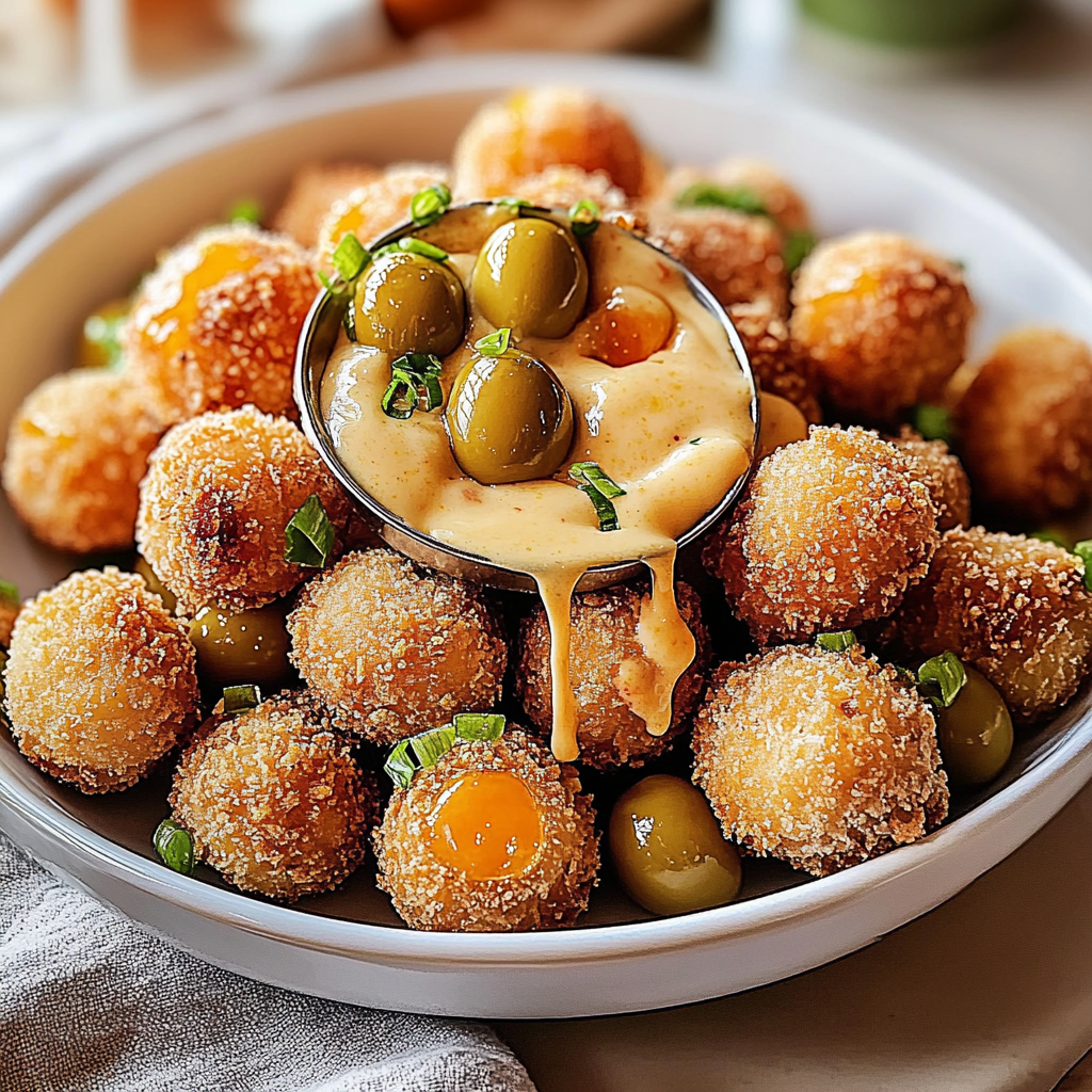 Recipe preparation for Irresistible Pimento Cheese Fried Olives Recipe Delight