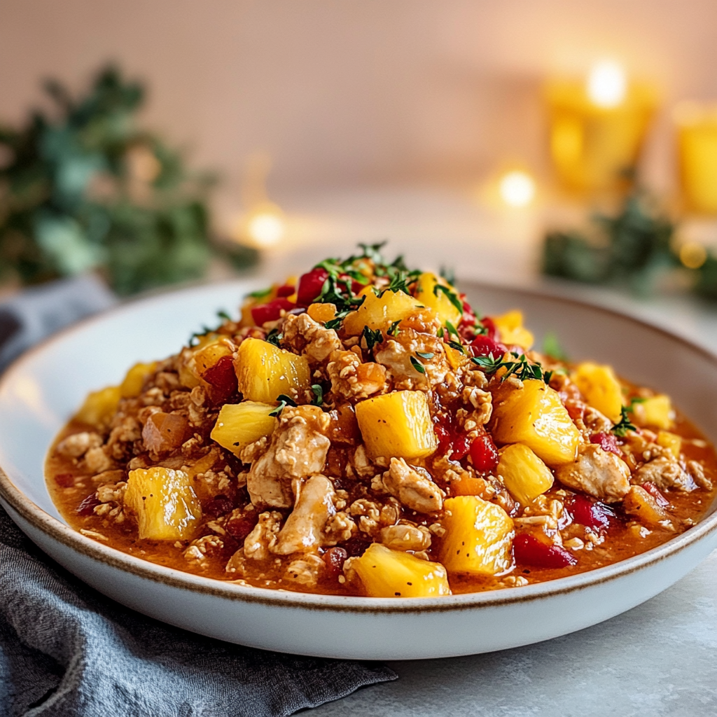 Recipe preparation for Irresistible Slow Cooker Pineapple Chicken Chili Recipe