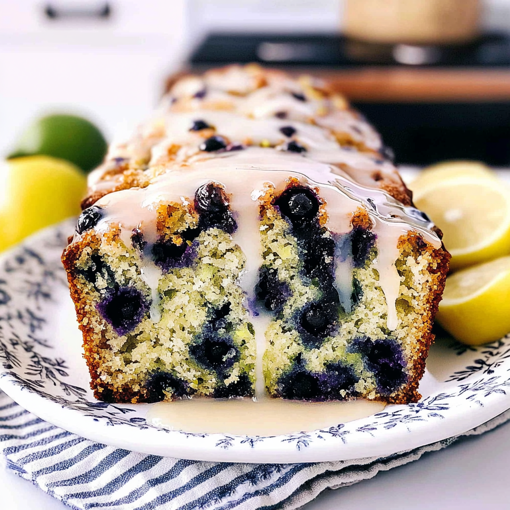 Recipe preparation for Irresistible Blueberry Zucchini Bread with Lemon Glaze Re...