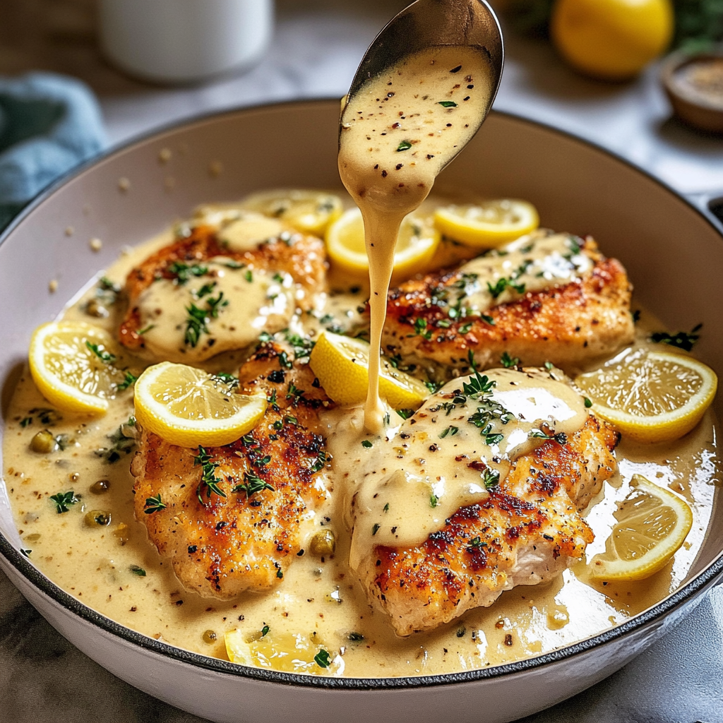 Recipe preparation for Irresistible Creamy Lemon Chicken with Parmesan Sauce Recipe