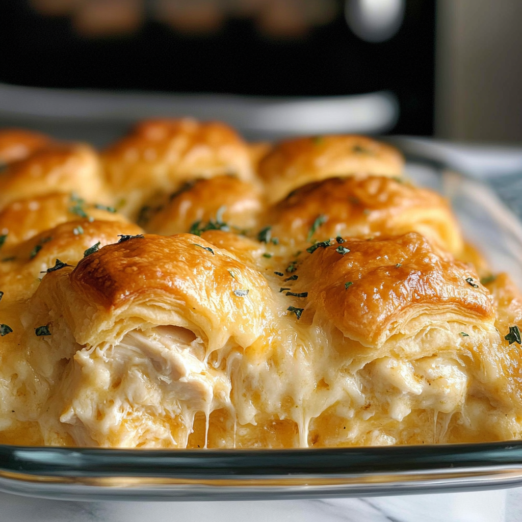 Recipe preparation for Irresistible Cheesy Chicken Crescent Bake Recipe to Try Now