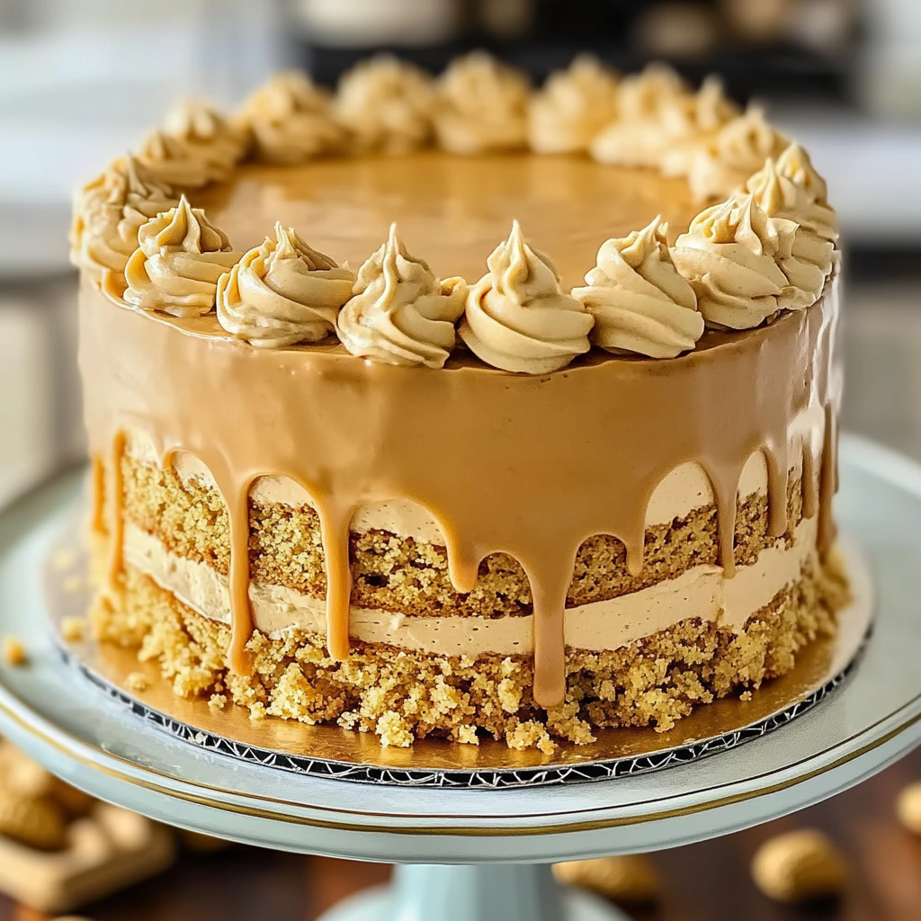 Recipe preparation for Decadent Peanut Butter Layer Cake Recipe for True Peanut Lovers - BeRecipe