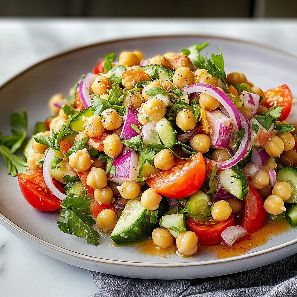 Recipe preparation for Refreshing Chickpea Salad Recipe for Perfect Picnics