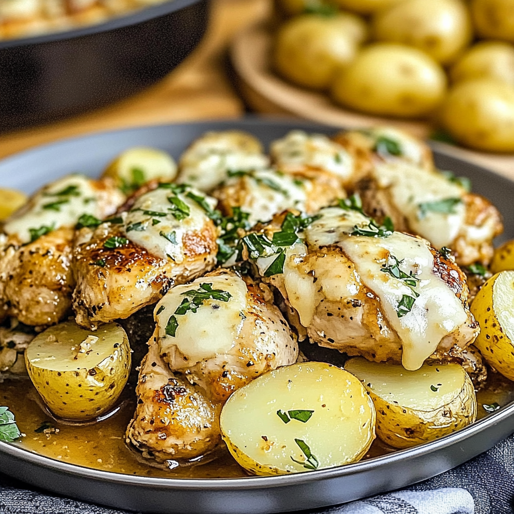 Recipe preparation for Garlic Parmesan Chicken and Potatoes