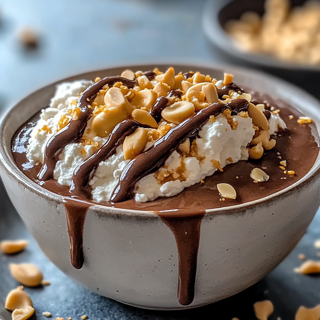 Recipe preparation for Chocolate Peanut Butter Cottage Cheese Bowl