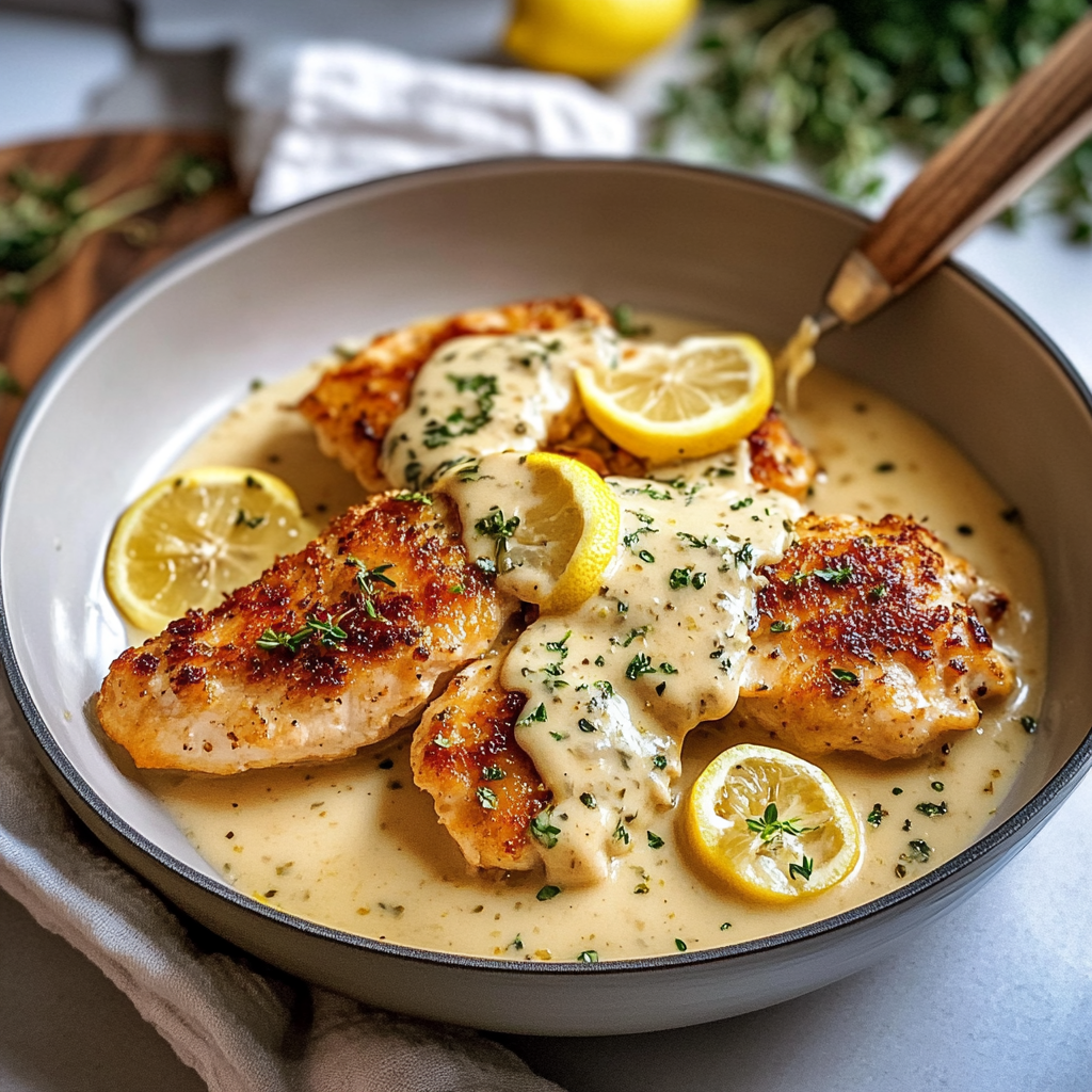 Recipe preparation for Irresistible Creamy Lemon Chicken with Parmesan Sauce Recipe
