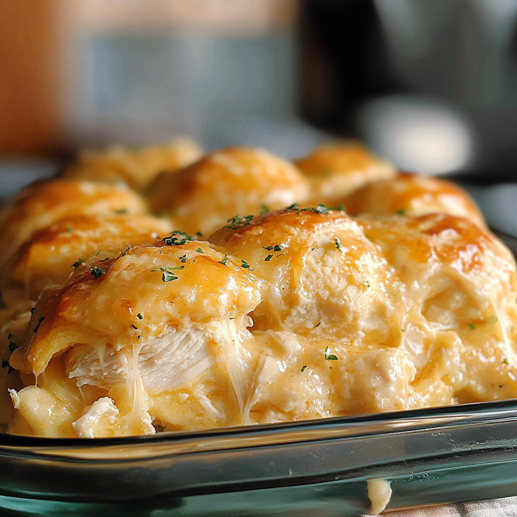Recipe preparation for Irresistible Cheesy Chicken Crescent Bake Recipe to Try Now